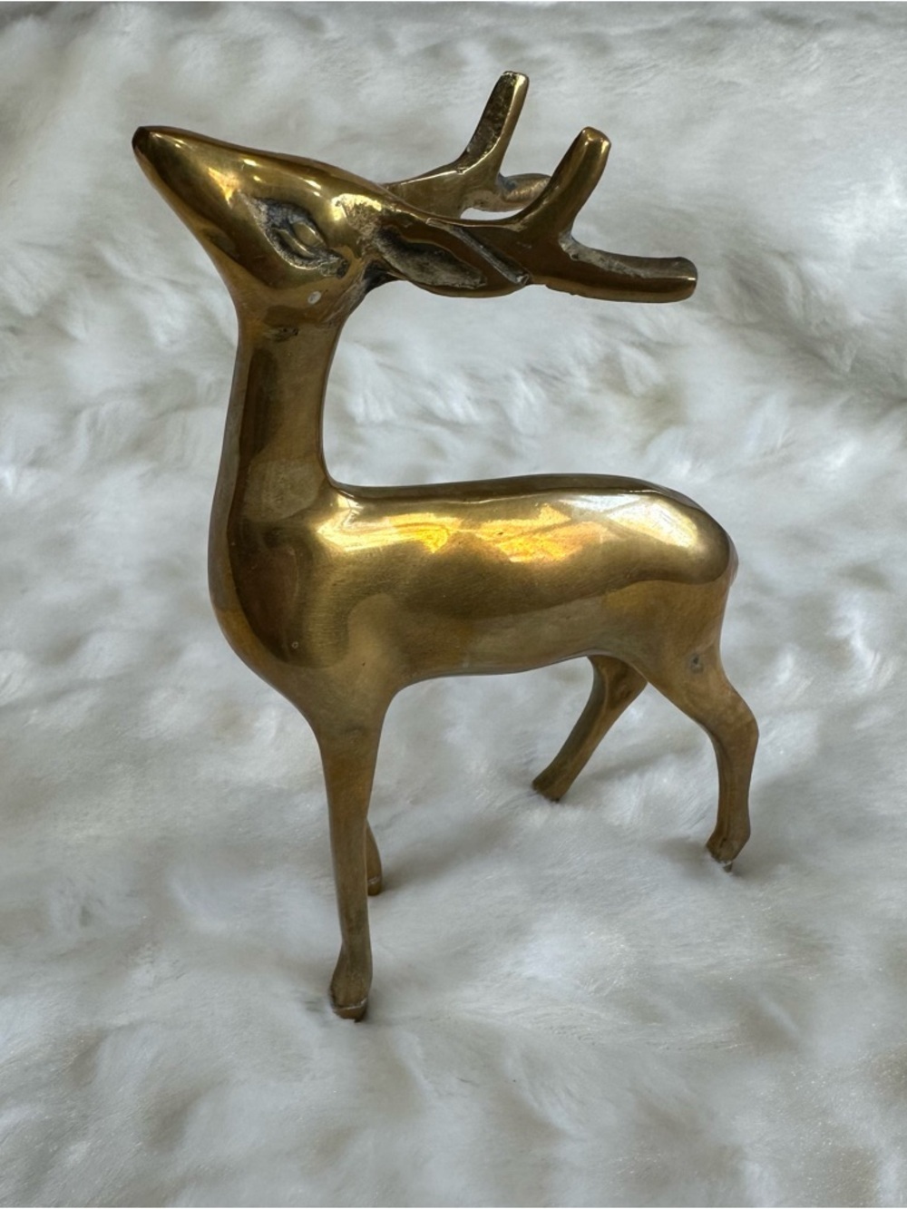 70's Vintage Small Brass 6" Deer Figurine Mid Century Modern